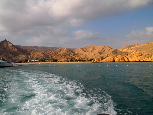 taking off in the boat from Oman Dive Center