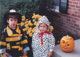 Alex the fireman and Adam the Dalmation at Halloween