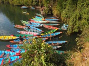 colorful boats in Pokhara, Nepal