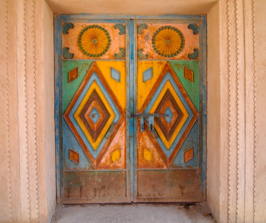 the entrance to the Nizwa nut and spice market, with the door closed